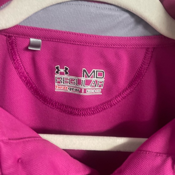Under Armour pink button polo. Cool wear material. Size  medium. - Picture 3 of 8